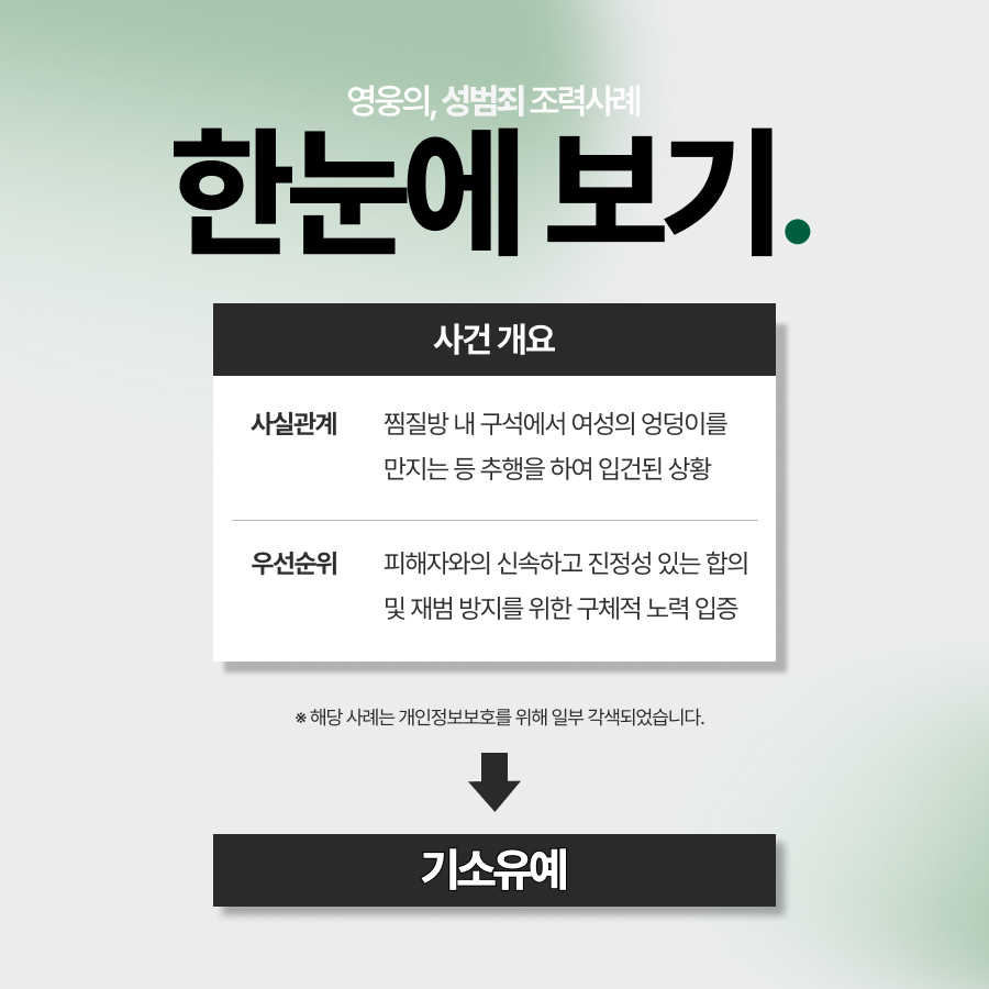 찜질방성추행, 엉덩이성추행 한 의뢰인 기소유예로 마무리한 사례